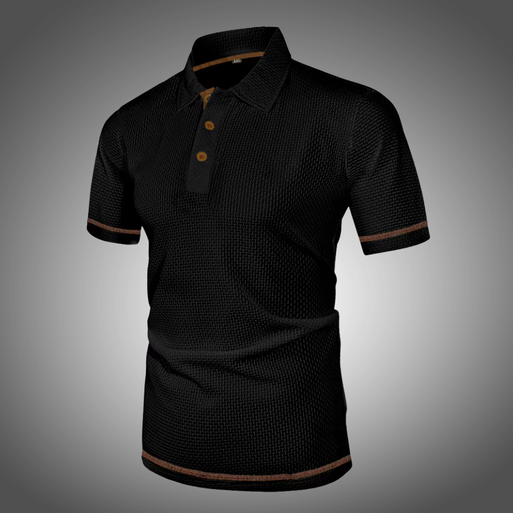 Polo manga corta con solapa de seda helada para hombre.