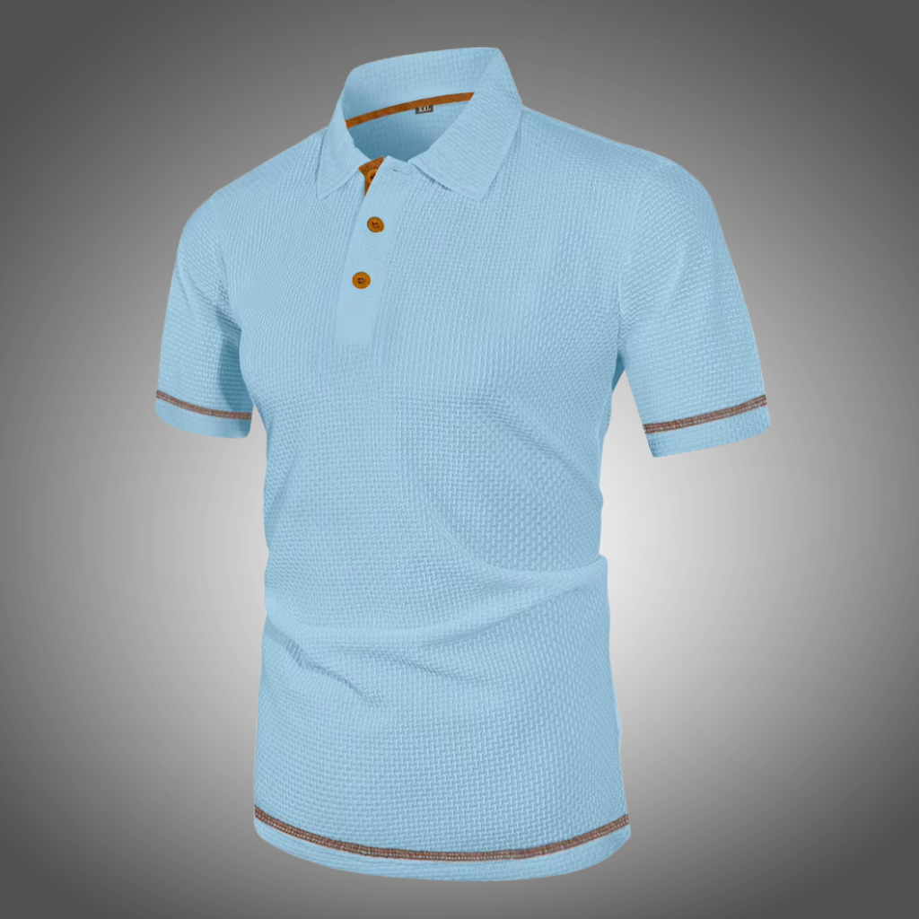 Polo manga corta con solapa de seda helada para hombre.
