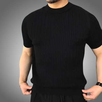 Camiseta de punto, ligera y transpirable con cuello redondo para hombre