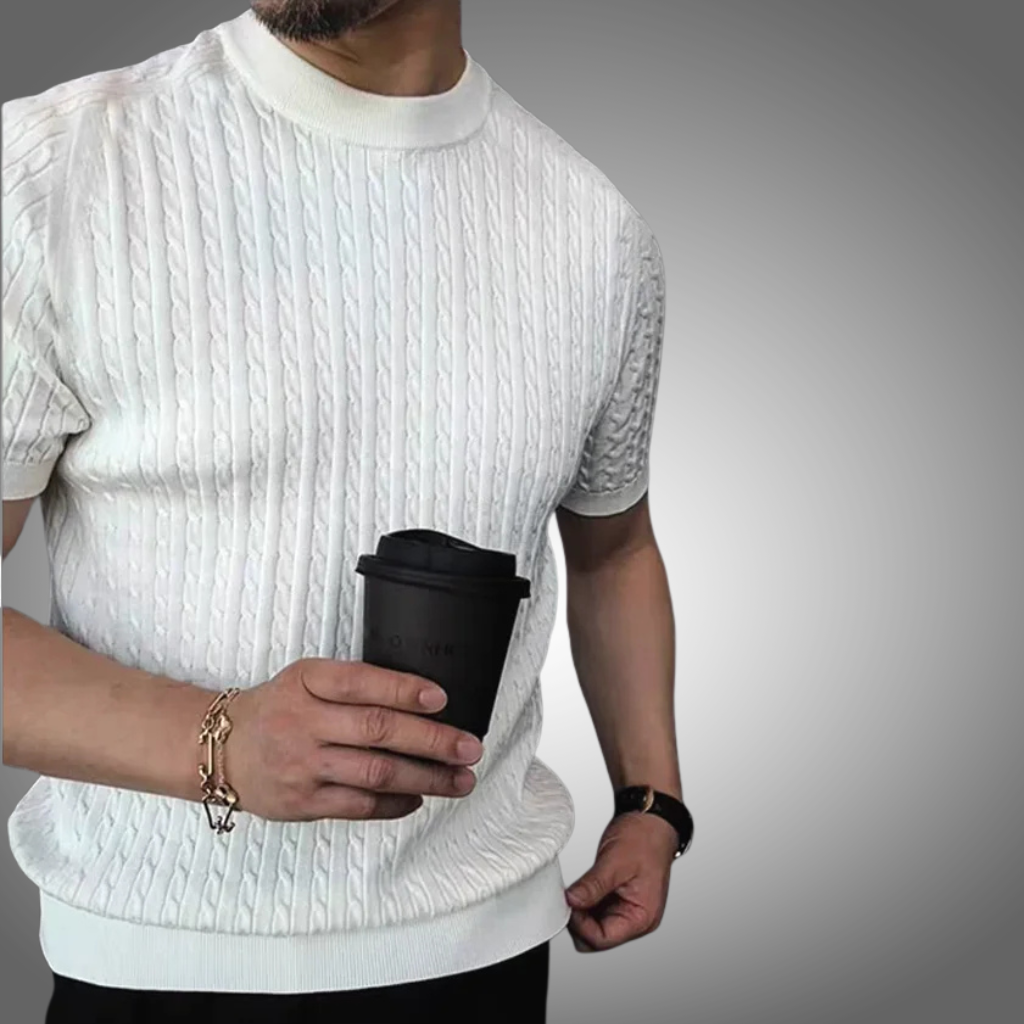 Camiseta de punto, ligera y transpirable con cuello redondo para hombre