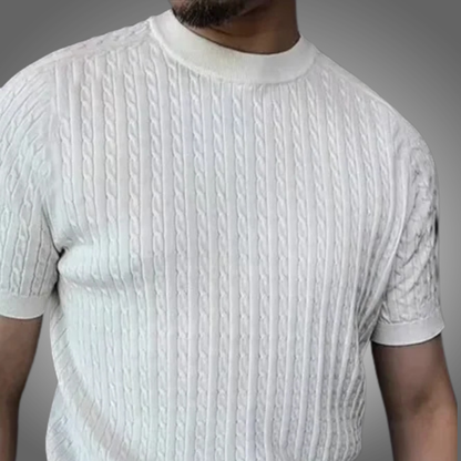 Camiseta de punto, ligera y transpirable con cuello redondo para hombre