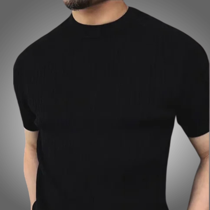 Camiseta de punto, ligera y transpirable con cuello redondo para hombre