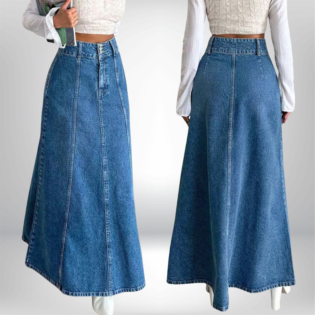 Falda vaquera midi larga para mujer, Ideal para diversas ocasiones