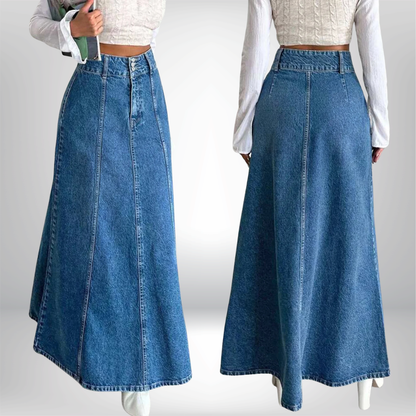 Falda vaquera midi larga para mujer, Ideal para diversas ocasiones