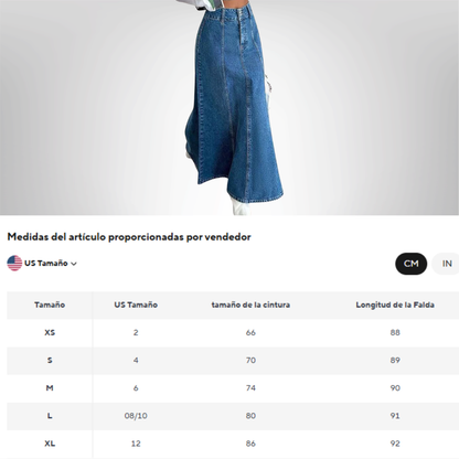 Falda vaquera midi larga para mujer, Ideal para diversas ocasiones