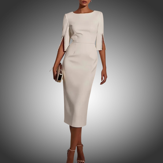 Vestido de moda, cómodo, de oficina, de color liso, ajustado y elegante