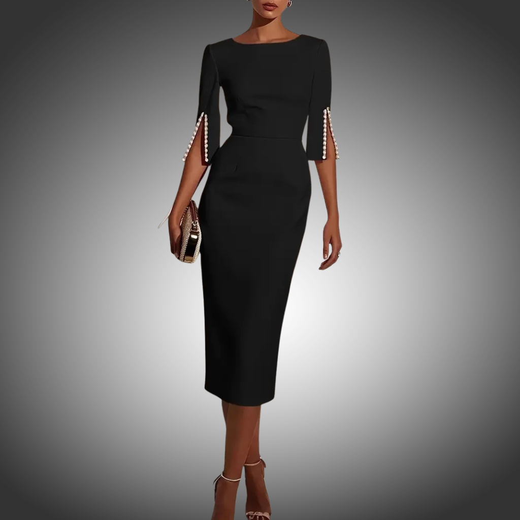 Vestido de moda, cómodo, de oficina, de color liso, ajustado y elegante