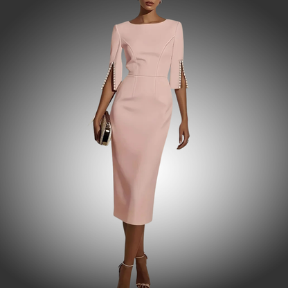 Vestido de moda, cómodo, de oficina, de color liso, ajustado y elegante