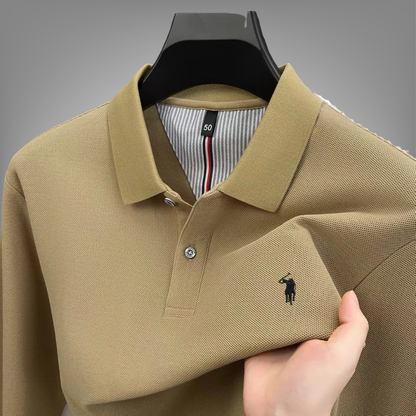 100% pure cotton autumn and winter men's fashion sports brand embroidered pony long sleeved POLO shirt business casual T-shirt
