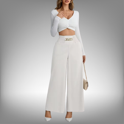 Pantalón Wide Leg "Chiffon Elegance" – Edición Office