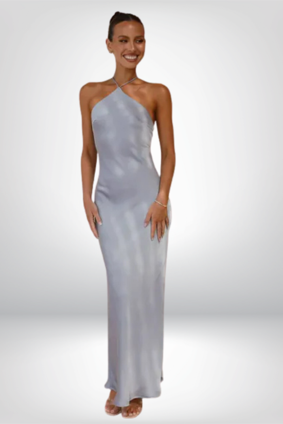 Vestido Elegante Sin Mangas con Escote Trasero