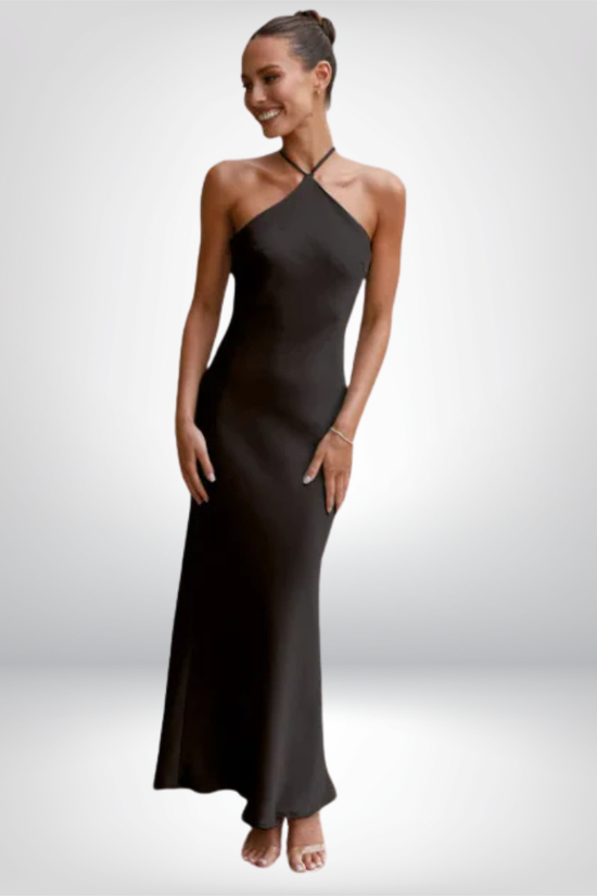 Vestido Elegante Sin Mangas con Escote Trasero