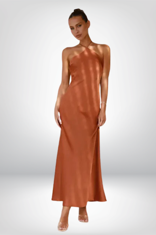 Vestido Elegante Sin Mangas con Escote Trasero