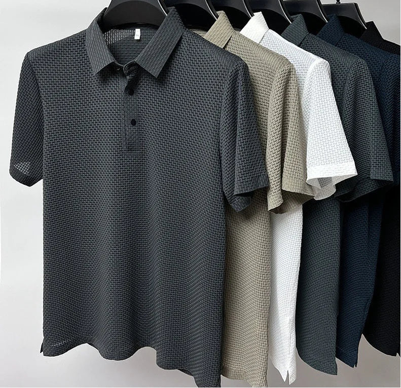 Camiseta Polo de Malla de Seda Helada para Hombre