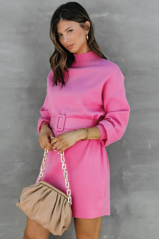 Vestido Suéter versátil con cinturón: Perfecto para cualquier ocasión