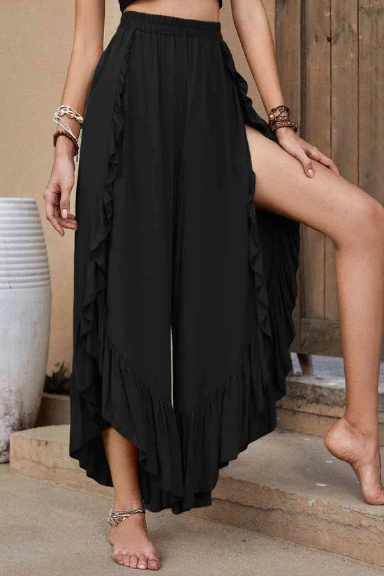 Pantalones Largos Enzo con Adorno de Volantes