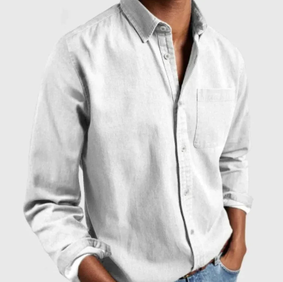 Camisa de Hombre de Manga Larga con Solapa