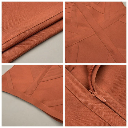 Vestido ajustado de manga larga con cuello redondo