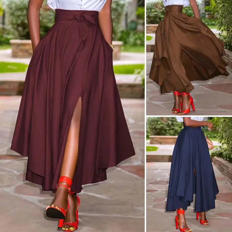 Faldas irregulares de moda, con cremallera, cintura alta, línea A