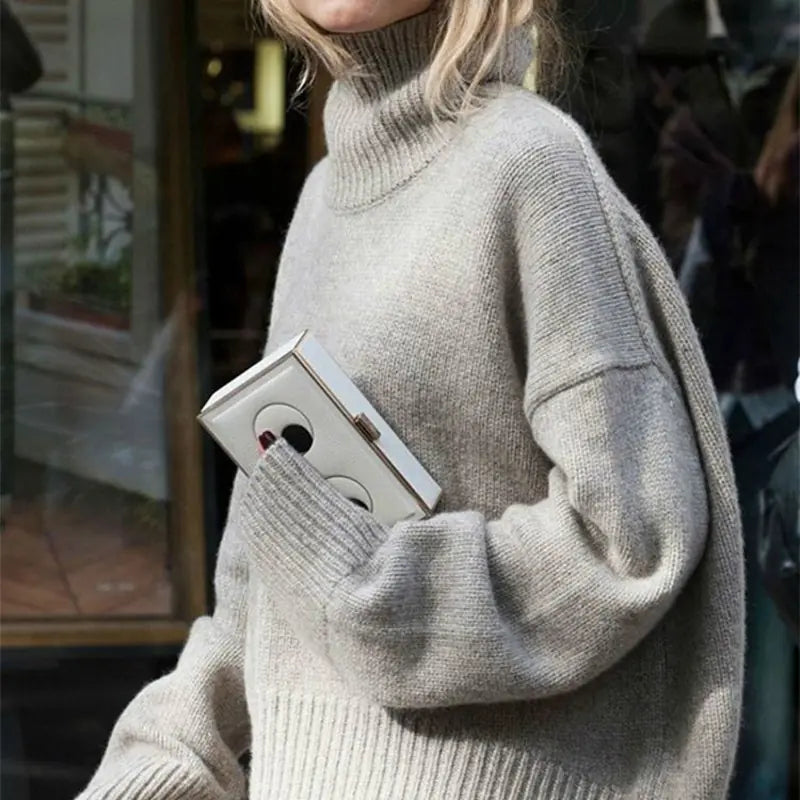 Suéter de Cachemira de Punto Grueso para Mujer - Otoño Invierno
