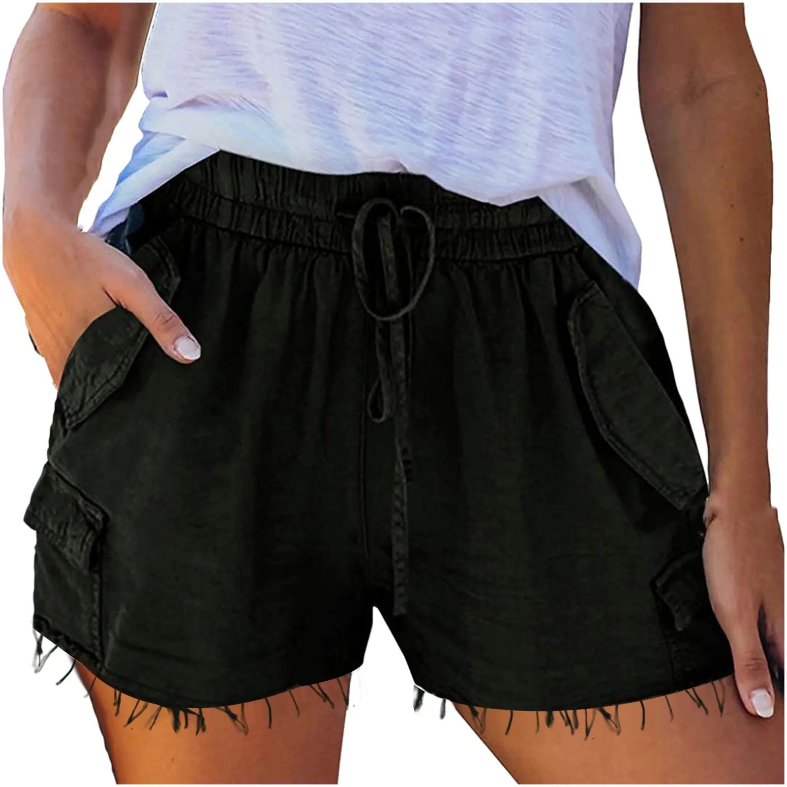 Shorts Casuales de Pierna Ancha y Cintura Alta