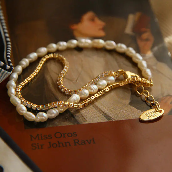 Pulsera Doble Capa de Delicadas Perlas de Agua Dulce para Mujer