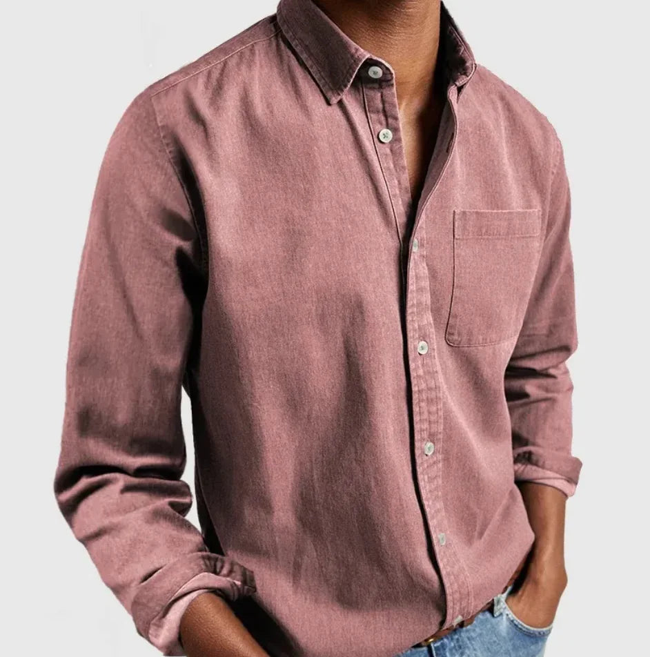Camisa de Hombre de Manga Larga con Solapa