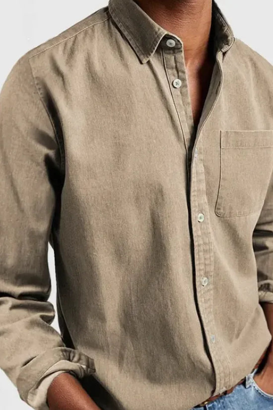 Camisa de Hombre de Manga Larga con Solapa