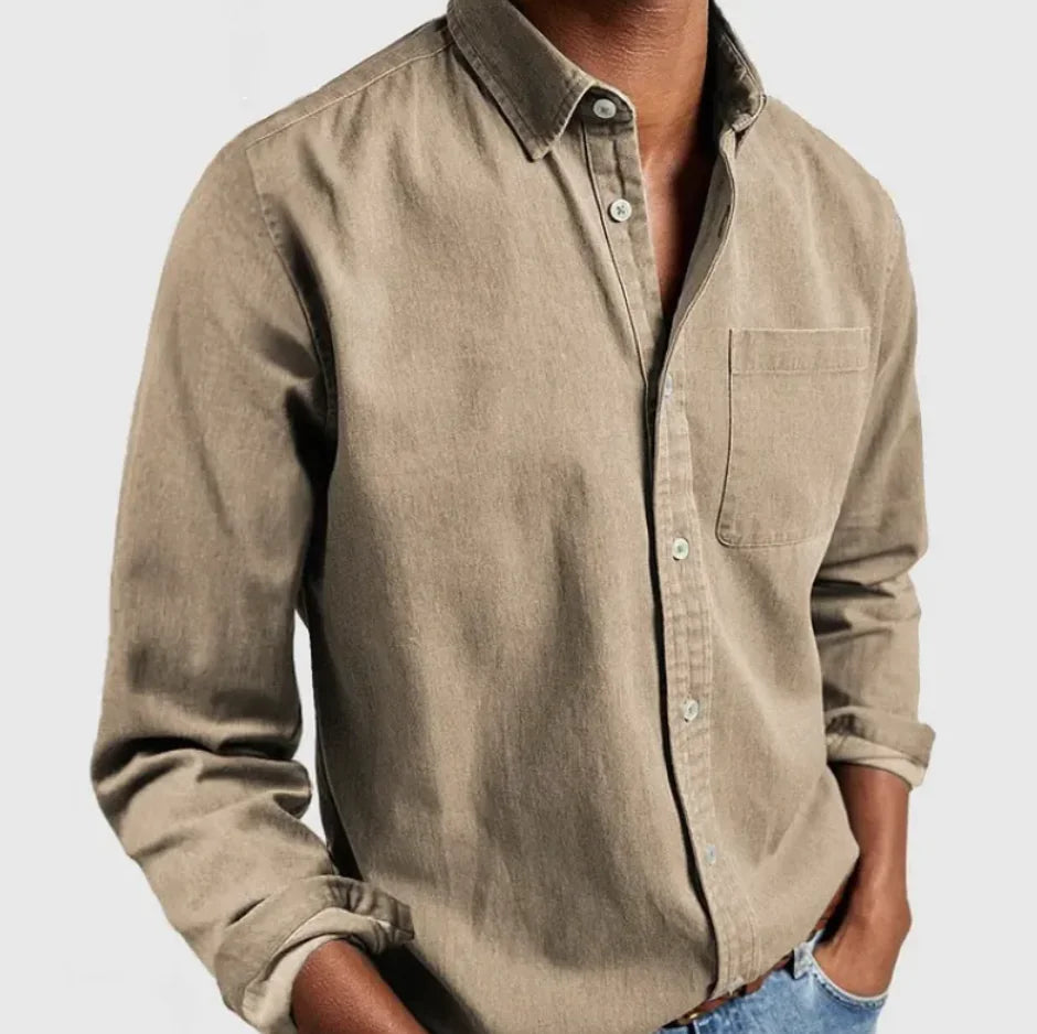 Camisa de Hombre de Manga Larga con Solapa