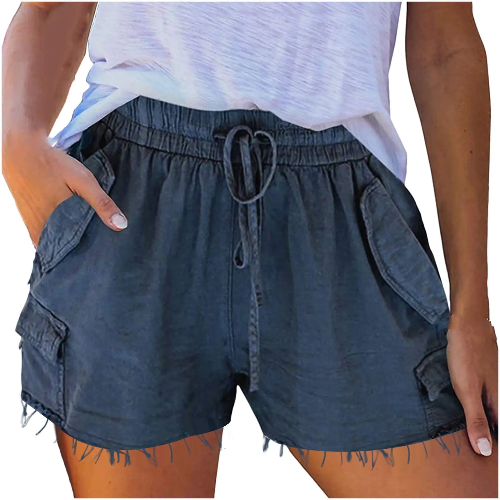 Shorts Casuales de Pierna Ancha y Cintura Alta