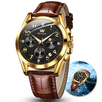Brown Leather Gold Case Black 2890