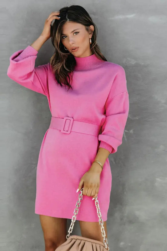 Vestido Suéter versátil con cinturón: Perfecto para cualquier ocasión