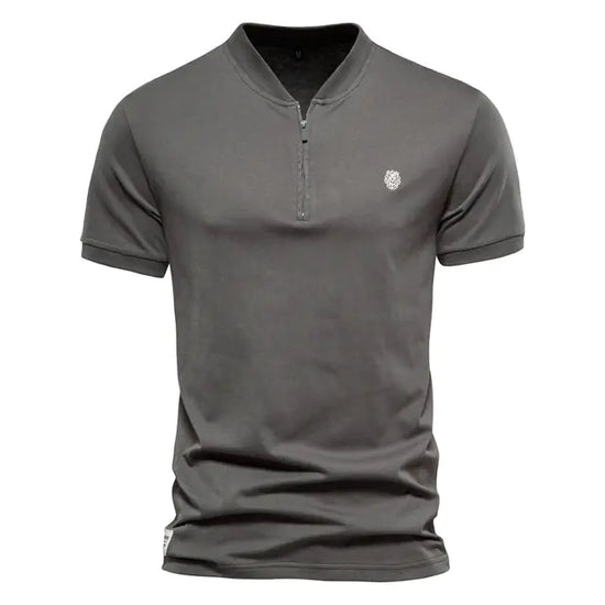 Camiseta de Cuello en V Bordada de Color Sólido para Hombre