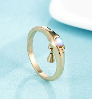 Anillo de Acero de Titanio Minimalista Tridimensional de Perla