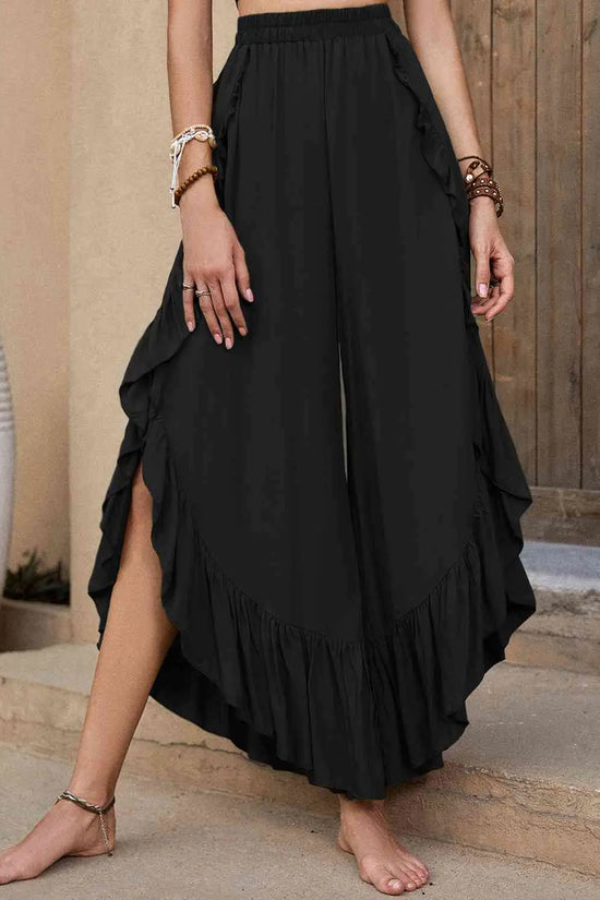 Pantalones Largos Enzo con Adorno de Volantes