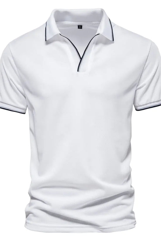 Camiseta Polo V-Cuello de Color Sólido para Hombre de Verano