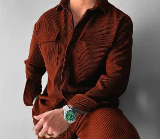 Nueva Camisa de Hombre con Solapa y Manga Larga