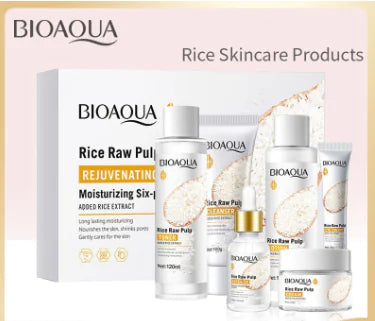 Set de Cuidado de la Piel Hidratante de Esencia de Arroz BIOAOUA (6 Piezas)