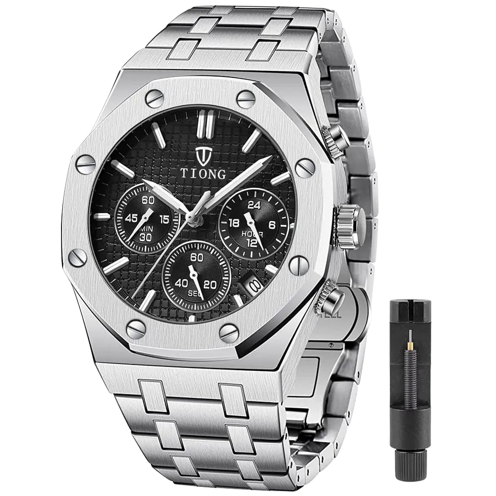 Reloj de Pulsera Impermeable de Acero Inoxidable, Tiong, Marca de Lujo con Cuarzo