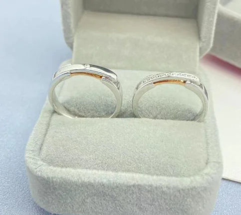Anillos de Pareja de Plata para Hombre y Mujer - Diseño Reversible