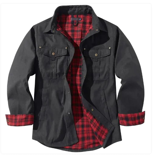 Chaqueta Casual de Franela a Cuadros
