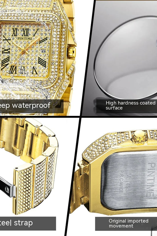 Reloj de Cuarzo con Diamantes Cuadrado