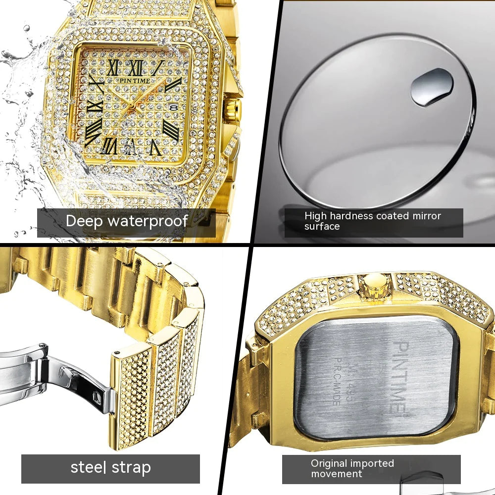 Reloj de Cuarzo con Diamantes Cuadrado