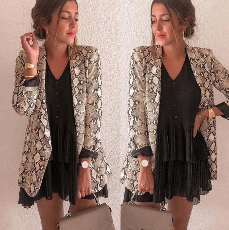 Blazer de Estampado de Serpiente para Mujer