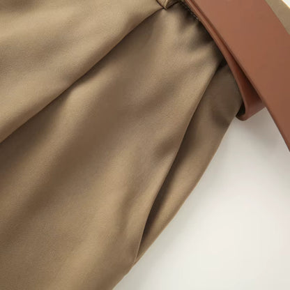 Pantalones HXAO para mujer, de cintura alta, anchos y con cinturón