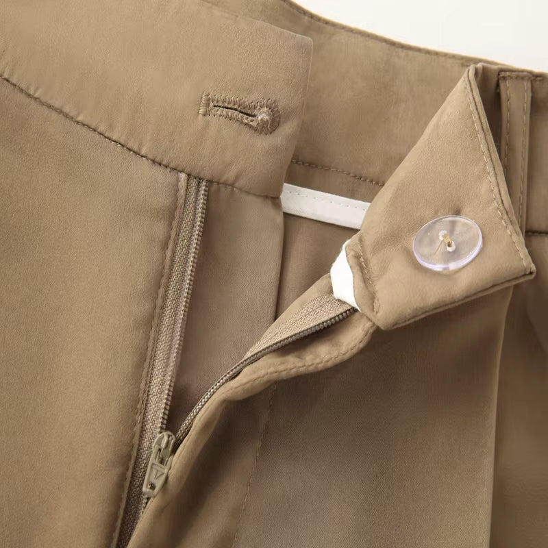 Pantalones HXAO para mujer, de cintura alta, anchos y con cinturón