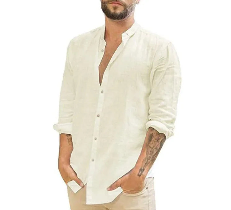 Camisa de Cuello de Color Sólido