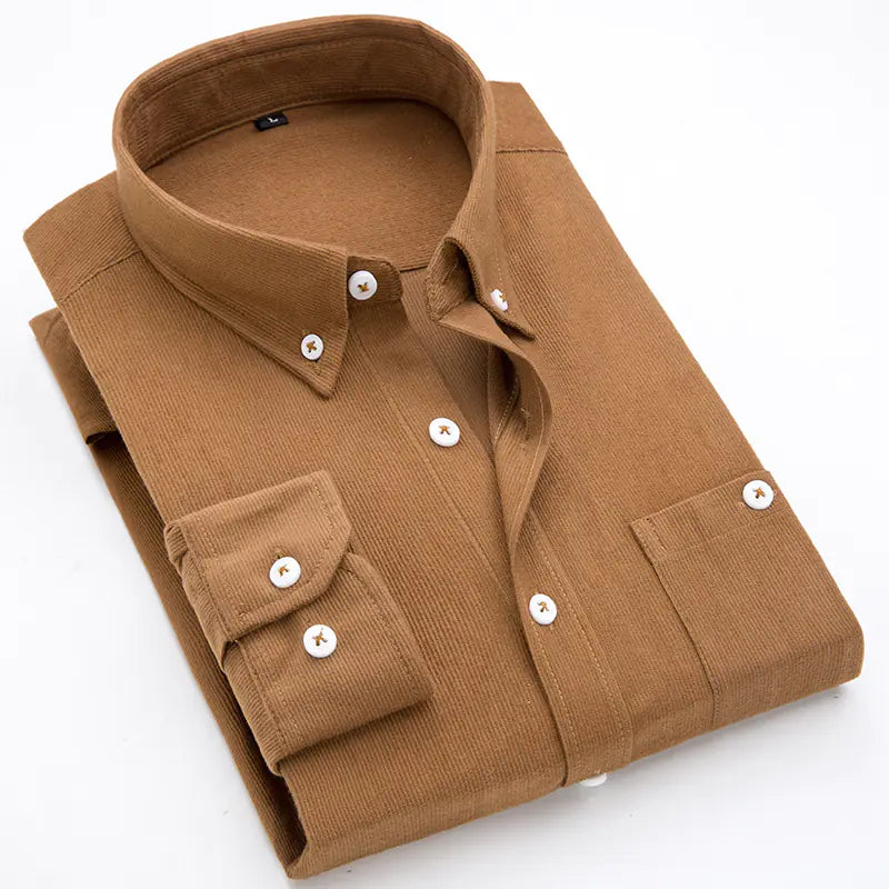 Camisa de Pana Delgada de Manga Larga para Hombre