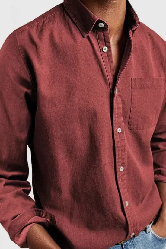 Camisa de Hombre de Manga Larga con Solapa