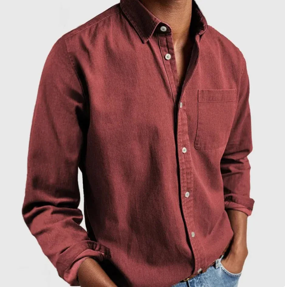 Camisa de Hombre de Manga Larga con Solapa